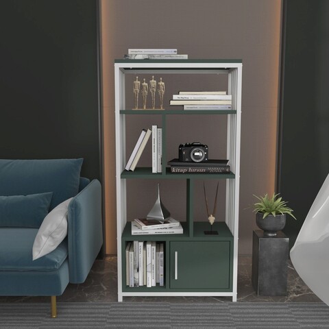 Corp biblioteca, Zena Home, Valero, 60x120x29 cm, PAL, Verde/Alb