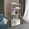 Corp biblioteca, Zena Home, Valero, 60x120x29 cm, PAL, Alb/Auriu