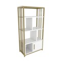 Corp biblioteca, Zena Home, Valero, 60x120x29 cm, PAL, Alb/Auriu