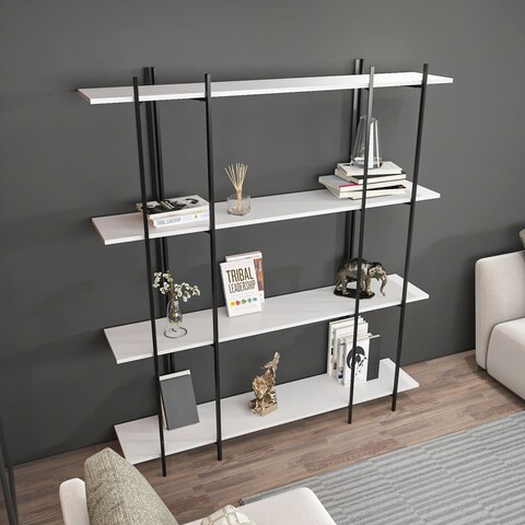 Corp biblioteca, Zena Home, Moss, 160x180x29 cm, PAL, Alb/Negru