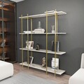 Corp biblioteca, Zena Home, Moss, 160x180x29 cm, PAL, Alb/Auriu