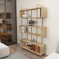 Corp biblioteca, Zena Home, Bruti, 120x180x29 cm, PAL, Stejar / Aur