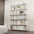 Corp biblioteca, Zena Home, Bruti, 120x180x29 cm, PAL, Alb/Auriu