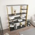Corp biblioteca, Zena Home, Jenny, 120x160x29 cm, PAL, Antracit / Aur