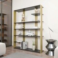 Corp biblioteca, Zena Home, Jenny, 120x160x29 cm, PAL, Antracit / Aur