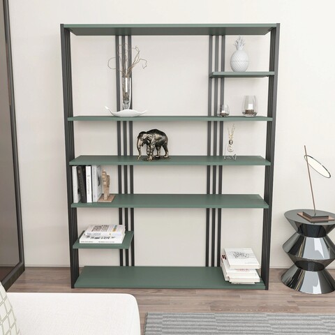 Corp biblioteca, Zena Home, Jenny, 120x160x29 cm, PAL, Verde/Negru