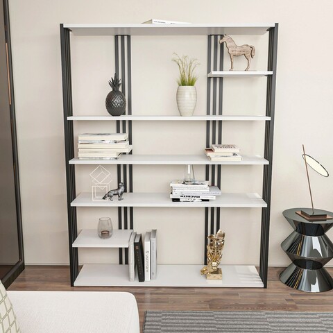 Corp biblioteca, Zena Home, Jenny, 120x160x29 cm, PAL, Alb/Negru