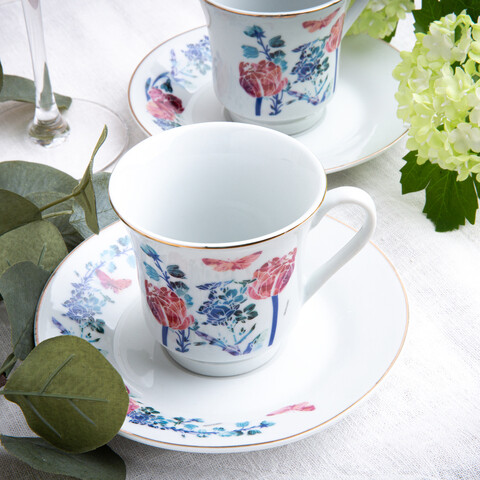 Set pentru ceai sau cafea 12 piese Clara, Domotti, 6 persoane, 200 ml, portelan