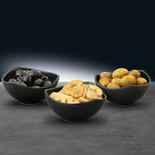 Negru, Set 3 boluri 9.5 cm