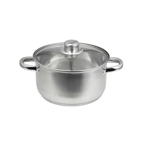 Oala cu capac Santo, Domotti, Ø18 cm, 2.1 L, inox/sticla, argintiu