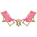 Set 2 sezlonguri cu masuta, My Interior, Sun, 90 x 59 x 80 cm, lemn de carpen, roz