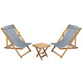 Set 2 sezlonguri cu masuta, My Interior, Sun, 90 x 59 x 80 cm, lemn de carpen, gri
