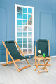 Set 2 sezlonguri cu masuta, My Interior, Sun, 90 x 59 x 80 cm, lemn de carpen, verde
