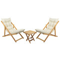 Set 2 sezlonguri cu masuta, My Interior, Sunny, 90 x 59 x 80 cm, lemn de carpen, crem