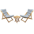 Set 2 sezlonguri cu masuta, My Interior, Sunny, 90 x 59 x 80 cm, lemn de carpen, gri