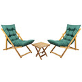Set 2 sezlonguri cu masuta, My Interior, Sunny, 90 x 59 x 80 cm, lemn de carpen, verde