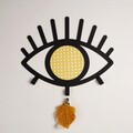Cuier de perete, Rattan Eyes Metal Wall Hanger, 35x30 cm, Negru