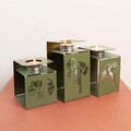 Set 3 suporturi lumanare, Ginkgo Tealight, Otel, Verde