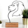 Decoratiune, Lion, 17x32x3.5 cm, Metal, Negru