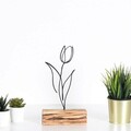 Decoratiune, Tulip, 17x30x3.5 cm, Metal, Negru