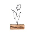 Decoratiune, Tulip, 17x30x3.5 cm, Metal, Negru
