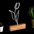Decoratiune, Tulip, 17x30x3.5 cm, Metal, Alb