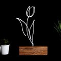 Decoratiune, Tulip, 17x30x3.5 cm, Metal, Alb