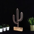 Decoratiune, Cactus, 17x37x3.5 cm, Metal, Bronz