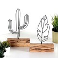 Set 2 decoratiuni, Cactus Feather Mini Set, Metal, Negru