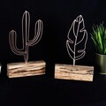 Set 2 decoratiuni, Cactus Feather Mini Set, Metal, Bronz