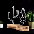 Set 2 decoratiuni, Cactus Feather Mini Set, Metal, Alb
