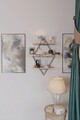 Raft de perete, Hanah Home, Prizma Raf, Sala mare tip 2, 70x16x60 cm, Aur/Negru