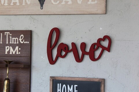 Decoratiune de perete, Red Love, 42x2x25 cm, Rosu