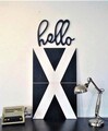 Decoratiune de perete, Hello Black, 42x1.8x30 cm, Negru