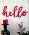 Decoratiune de perete, Red Hello, 46x20x1.8 cm, Rosu
