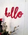 Decoratiune de perete, Red Hello, 46x20x1.8 cm, Rosu