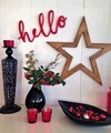 Decoratiune de perete, Red Hello, 46x20x1.8 cm, Rosu
