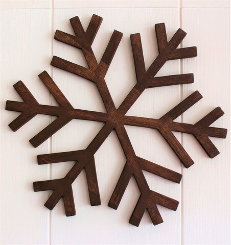 Decoratiune de perete, Snowflake, 38x1.8x38 cm, Maro