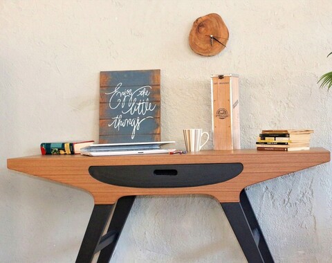 Decoratiune de perete, Enjoy, 30x1.8x40 cm, Nuc / Bleumarin