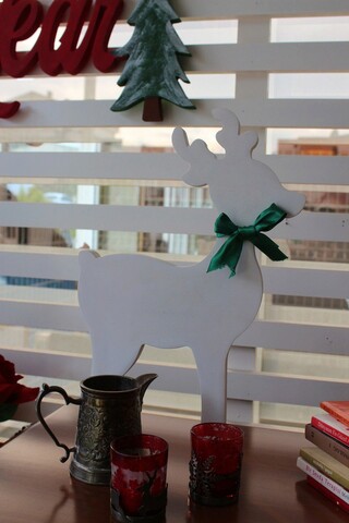 Decoratiune de perete, White Deer 2, 40x28x2 cm, Alb