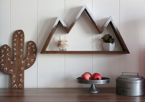 Decoratiune de perete, Snowy Mountain, 40x70x10 cm, Maro