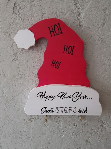 Decoratiune de perete, Santa, 29x3x30 cm, Rosu/Alb