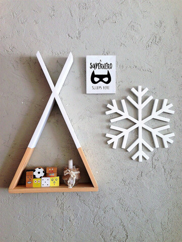 Raft de perete, Tent, 40x65x8.5 cm, Maro/Alb