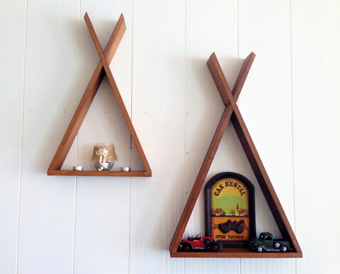 Raft de perete, Tent, 40x65x8.5 cm, Maro