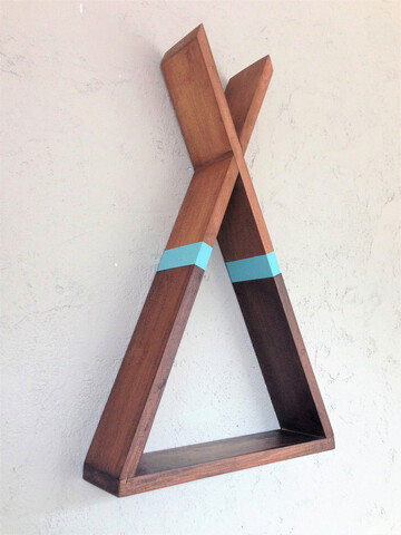 Raft de perete, Tent, 40x65x8.5 cm, Nuc / Albastru