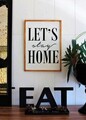 Decoratiune de perete, Let's Stay Home, 40x55x2.5 cm, Maro / Alb / Negru