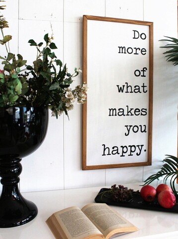 Decoratiune de perete, More Happy, 80x40x2.5 cm, Maro/Alb