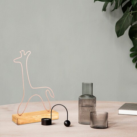Decoratiune, Giraffe, 25x40x4 cm, Metal, Cupru