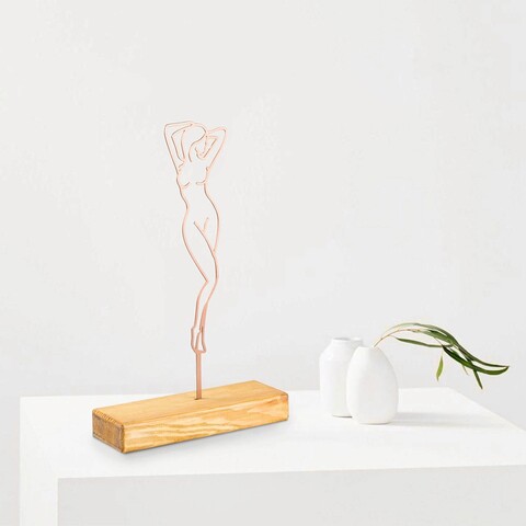 Decoratiune, Woman 2, 20x40x4 cm, Metal, Cupru