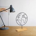 Decoratiune, World, 28x40x4 cm, Metal, Negru